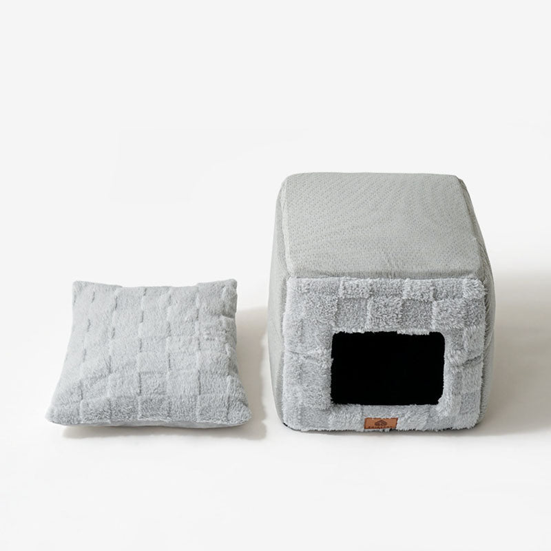 Modern Minimalist Cotton Fleece Square Foldable Cat Bed For Living Room & Bedroom