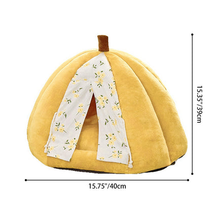 Contemporary Creative Velvet PP Cotton Pumpkin-Shaped Cat Bed For Living Room & Bedroom