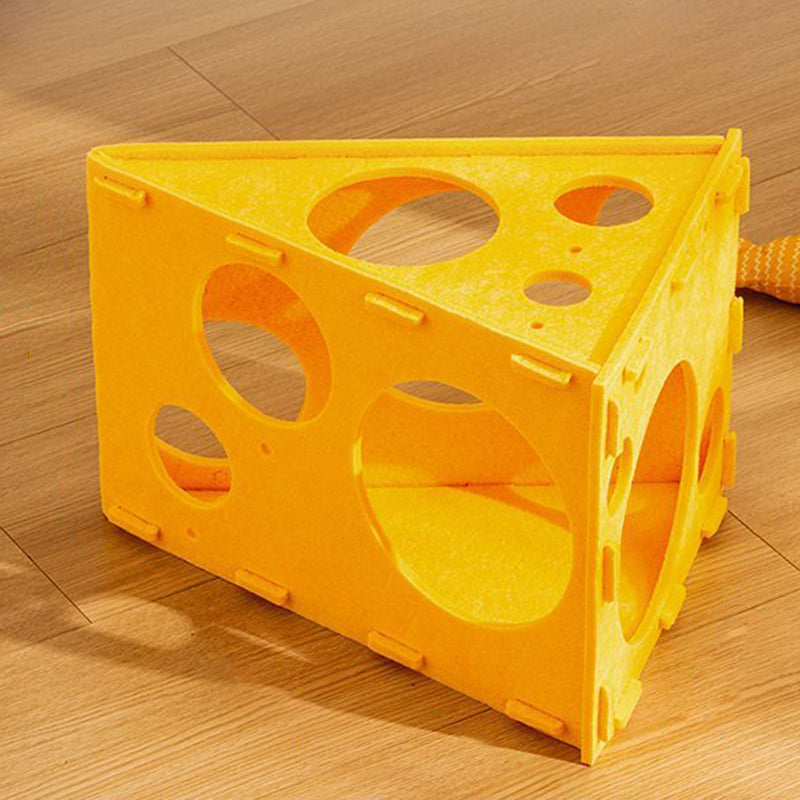 Contemporary Creative Felt Cheese-Shaped Cat Bed For Living Room & Bedroom