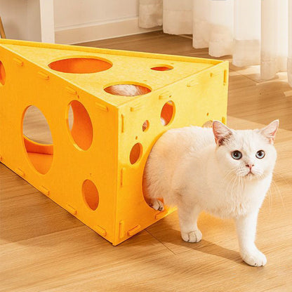 Contemporary Creative Felt Cheese-Shaped Cat Bed For Living Room & Bedroom