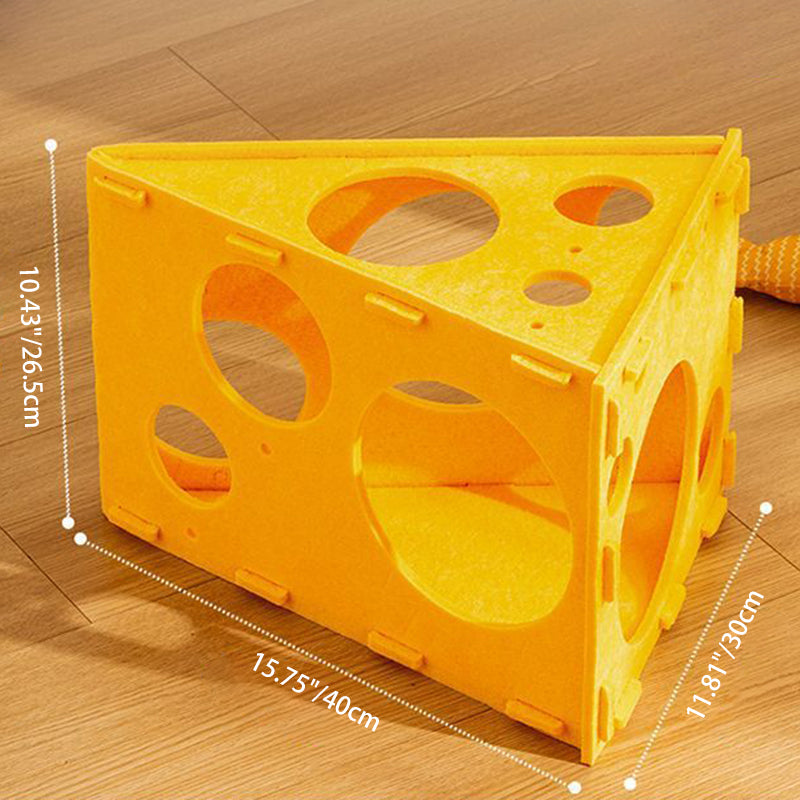 Contemporary Creative Felt Cheese-Shaped Cat Bed For Living Room & Bedroom