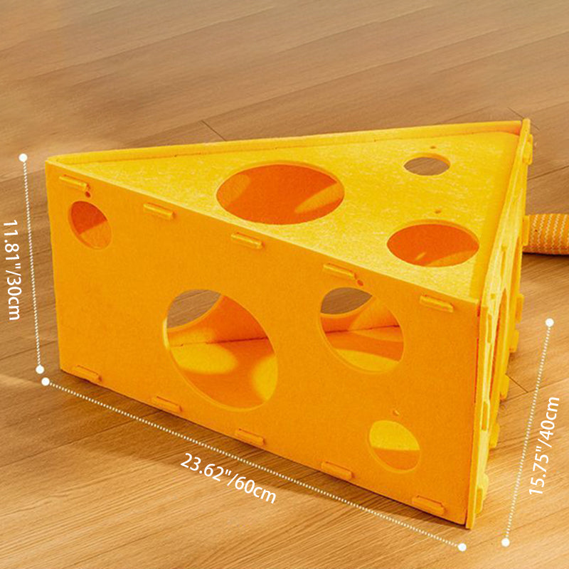 Contemporary Creative Felt Cheese-Shaped Cat Bed For Living Room & Bedroom