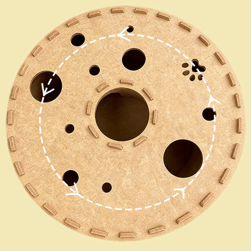 Contemporary Creative Felt Round Cat Bed With Tunnel Design For Living Room & Bedroom