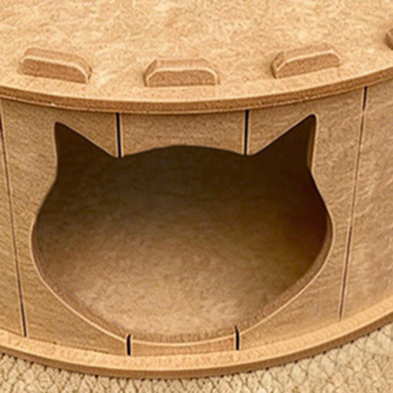 Contemporary Creative Felt Round Cat Bed With Tunnel Design For Living Room & Bedroom