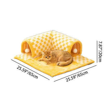 Contemporary Creative Arctic Velvet Square Tunnel Cat Bed For Living Room & Bedroom
