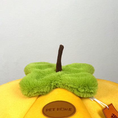 Contemporary Creative Velvet PP Cotton Persimmon-Shaped Cat Bed 1-Toy Ball For Living Room & Bedroom