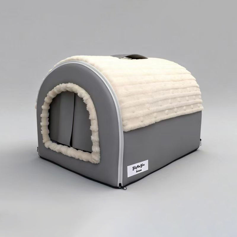 Modern Minimalist Velvet Faux Leather Rectangular Arch Cat Bed For Living Room & Bedroom