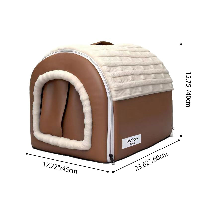 Modern Minimalist Velvet Faux Leather Rectangular Arch Cat Bed For Living Room & Bedroom