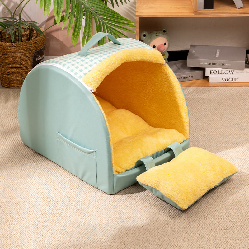 Modern Minimalist Crystal Velvet Sponge Rectangular Arch Cat Bed For Living Room & Bedroom