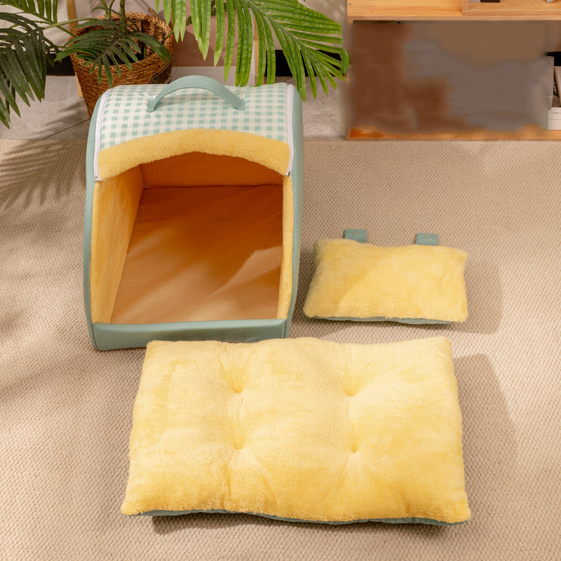 Modern Minimalist Crystal Velvet Sponge Rectangular Arch Cat Bed For Living Room & Bedroom