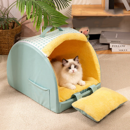 Modern Minimalist Crystal Velvet Sponge Rectangular Arch Cat Bed For Living Room & Bedroom