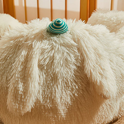 Contemporary Creative Long Velvet Round Cartoon Cat Bed For Living Room & Bedroom