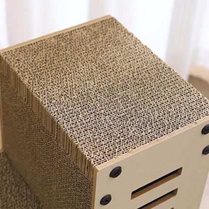 Modern Minimalist MDF Corrugated Paper Rectangular Cat Bed Stair Design Multi-Functional Cat Scratching Board For Living Room & Bedroom
