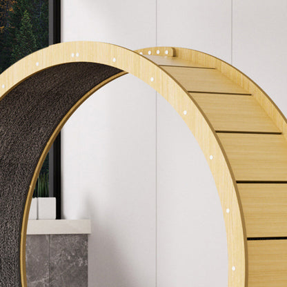 Modern Minimalist HDF Velvet Round Cat Scratch Board Treadmill With Silent Running & Plush Cover For Living Room
