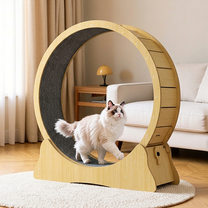 Modern Minimalist HDF Velvet Round Cat Scratch Board Treadmill With Silent Running & Plush Cover For Living Room