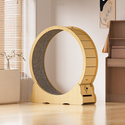 Modern Minimalist HDF Velvet Round Cat Scratch Board Treadmill With Silent Running & Plush Cover For Living Room