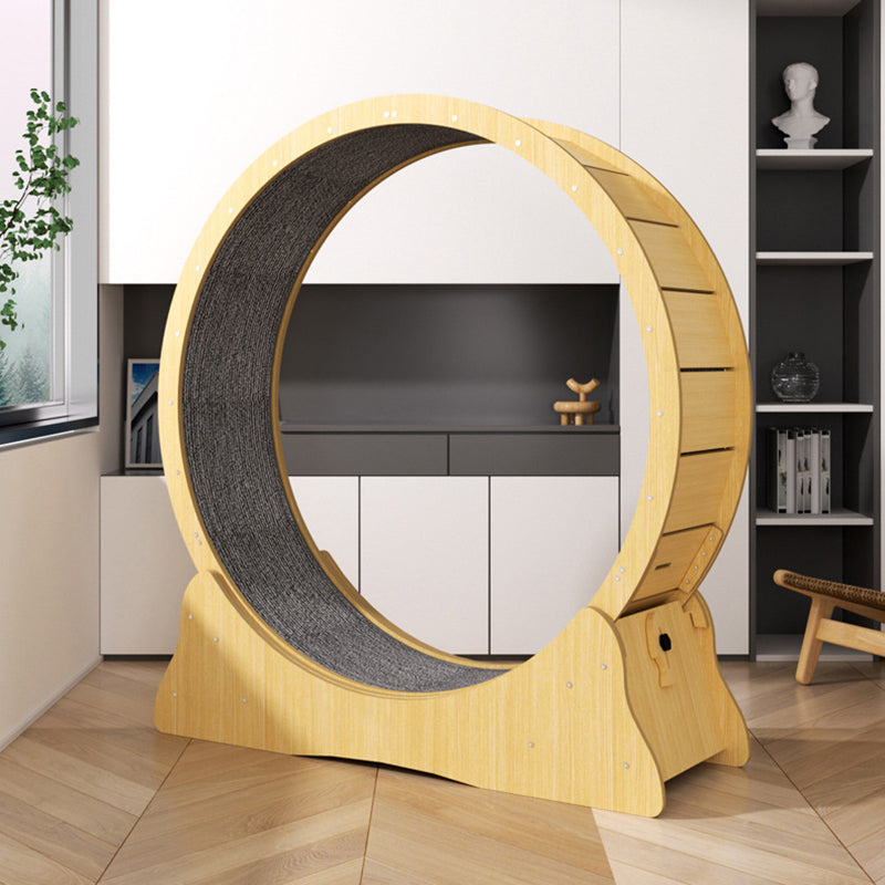 Modern Minimalist HDF Velvet Round Cat Scratch Board Treadmill With Silent Running & Plush Cover For Living Room