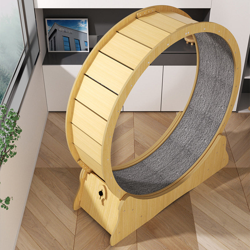 Modern Minimalist HDF Velvet Round Cat Scratch Board Treadmill With Silent Running & Plush Cover For Living Room