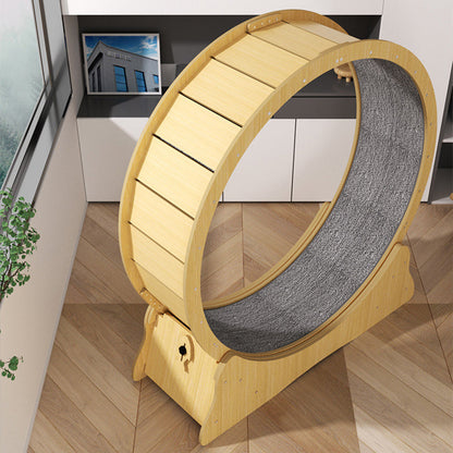 Modern Minimalist HDF Velvet Round Cat Scratch Board Treadmill With Silent Running & Plush Cover For Living Room