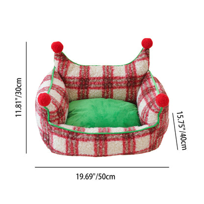 Contemporary Creative Short Velvet PP Cotton Cat Bed With Removable Pad For Living Room & Bedroom