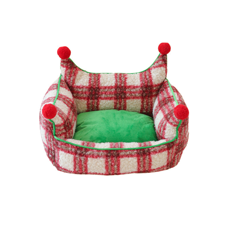 Contemporary Creative Short Velvet PP Cotton Cat Bed With Removable Pad For Living Room & Bedroom