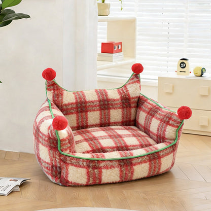 Contemporary Creative Short Velvet PP Cotton Cat Bed With Removable Pad For Living Room & Bedroom