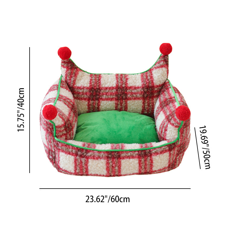 Contemporary Creative Short Velvet PP Cotton Cat Bed With Removable Pad For Living Room & Bedroom