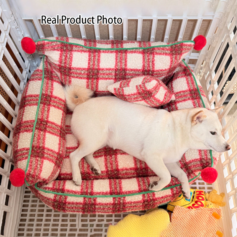 Contemporary Creative Short Velvet PP Cotton Cat Bed With Removable Pad For Living Room & Bedroom