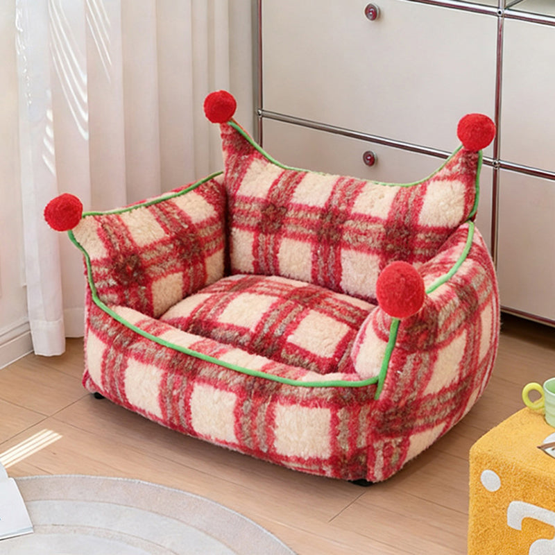 Contemporary Creative Short Velvet PP Cotton Cat Bed With Removable Pad For Living Room & Bedroom