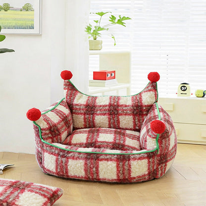 Contemporary Creative Short Velvet PP Cotton Cat Bed With Removable Pad For Living Room & Bedroom