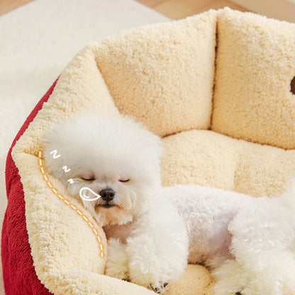 Contemporary Creative Milk Velvet Cotton Velvet Ellipse Apple-Shaped Cat Bed For Living Room & Bedroom