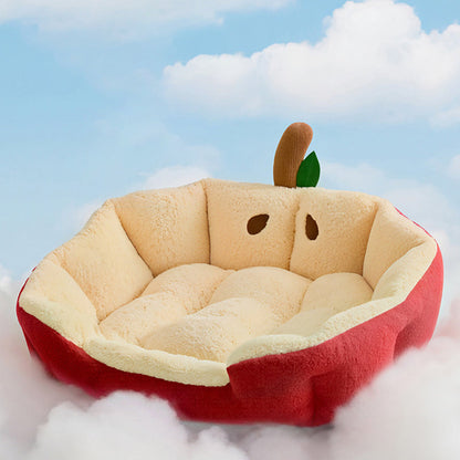 Contemporary Creative Milk Velvet Cotton Velvet Ellipse Apple-Shaped Cat Bed For Living Room & Bedroom