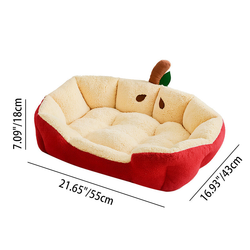 Contemporary Creative Milk Velvet Cotton Velvet Ellipse Apple-Shaped Cat Bed For Living Room & Bedroom