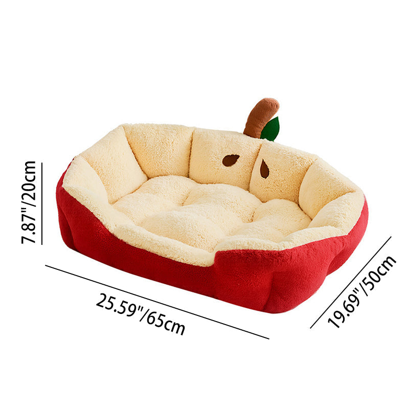 Contemporary Creative Milk Velvet Cotton Velvet Ellipse Apple-Shaped Cat Bed For Living Room & Bedroom