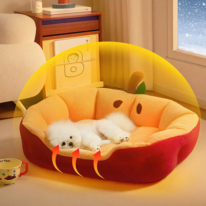 Contemporary Creative Milk Velvet Cotton Velvet Ellipse Apple-Shaped Cat Bed For Living Room & Bedroom