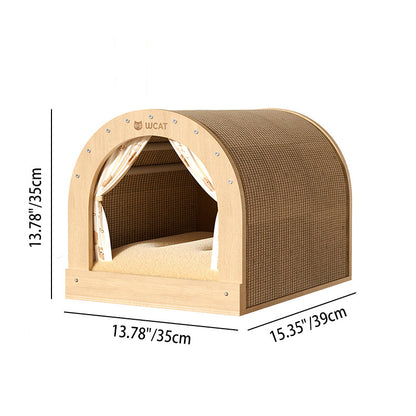Modern Minimalist Plywood Sisal Flannel Oxford Cloth Arch Cat Bed For Living Room & Bedroom