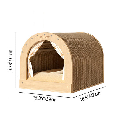 Modern Minimalist Plywood Sisal Flannel Oxford Cloth Arch Cat Bed For Living Room & Bedroom