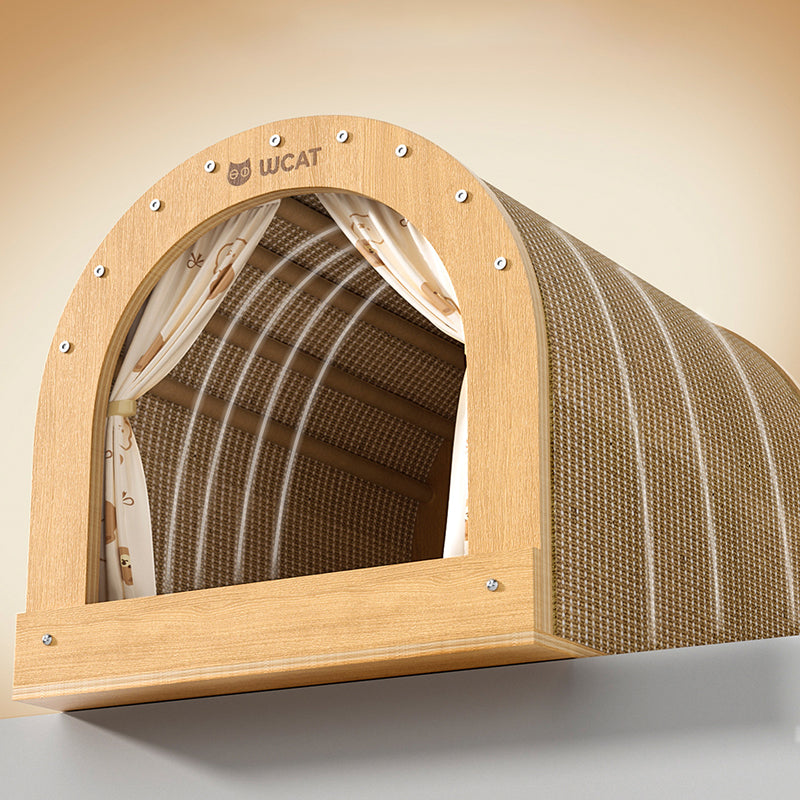 Modern Minimalist Plywood Sisal Flannel Oxford Cloth Arch Cat Bed For Living Room & Bedroom