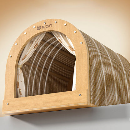 Modern Minimalist Plywood Sisal Flannel Oxford Cloth Arch Cat Bed For Living Room & Bedroom