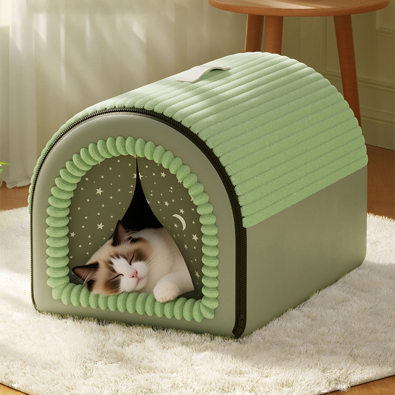 Modern Minimalist Velvet Sponge PP Cotton Arch Foldable Cat Bed For Living Room & Bedroom