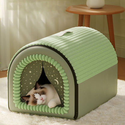 Modern Minimalist Velvet Sponge PP Cotton Arch Foldable Cat Bed For Living Room & Bedroom
