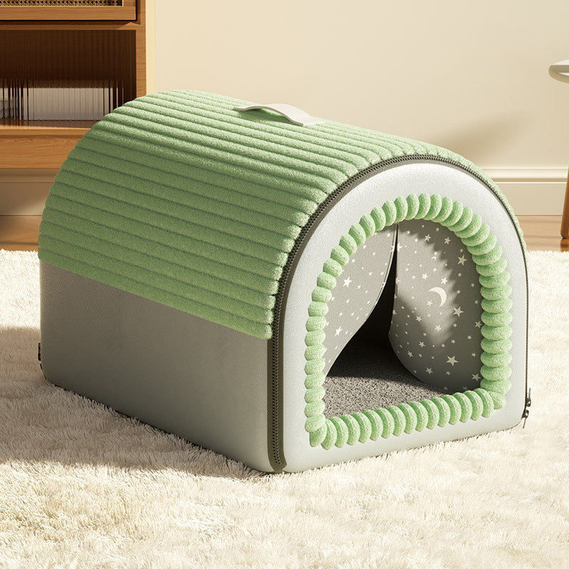 Modern Minimalist Velvet Sponge PP Cotton Arch Foldable Cat Bed For Living Room & Bedroom