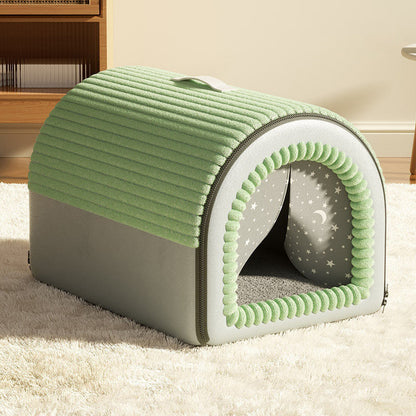 Modern Minimalist Velvet Sponge PP Cotton Arch Foldable Cat Bed For Living Room & Bedroom