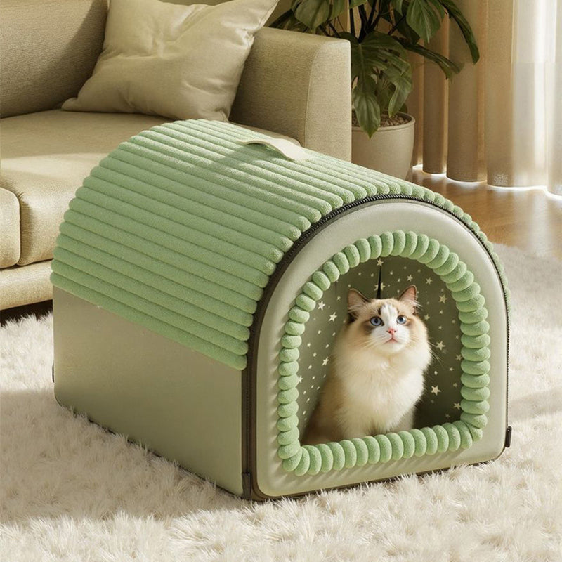 Modern Minimalist Velvet Sponge PP Cotton Arch Foldable Cat Bed For Living Room & Bedroom