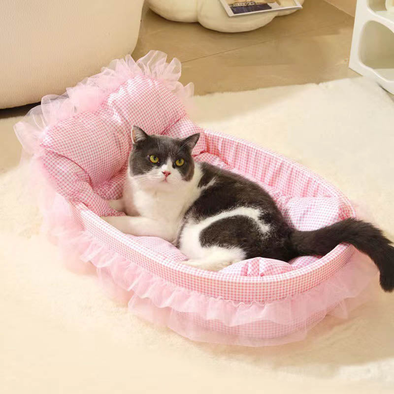 Modern Minimalist Polyester Sponge Oval Cat Bed For Living Room & Bedroom