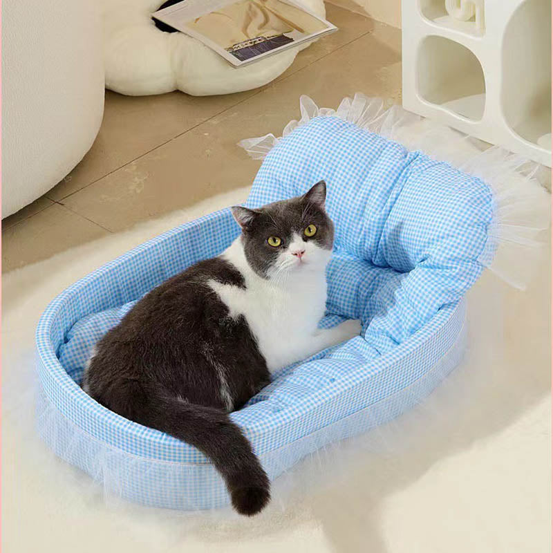 Modern Minimalist Polyester Sponge Oval Cat Bed For Living Room & Bedroom