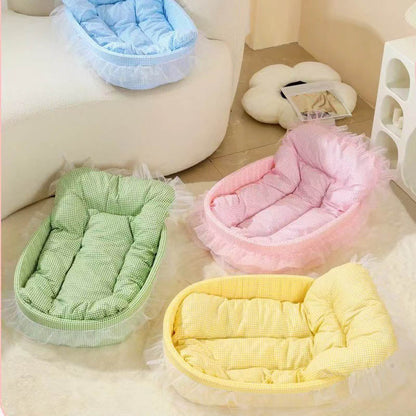 Modern Minimalist Polyester Sponge Oval Cat Bed For Living Room & Bedroom