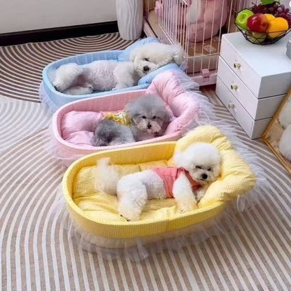 Modern Minimalist Polyester Sponge Oval Cat Bed For Living Room & Bedroom