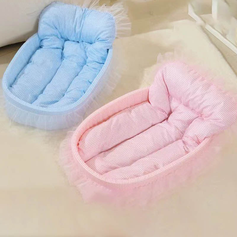 Modern Minimalist Polyester Sponge Oval Cat Bed For Living Room & Bedroom