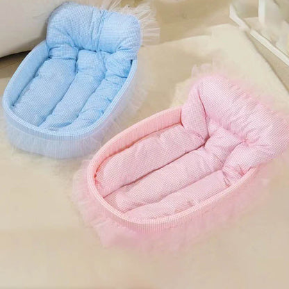 Modern Minimalist Polyester Sponge Oval Cat Bed For Living Room & Bedroom